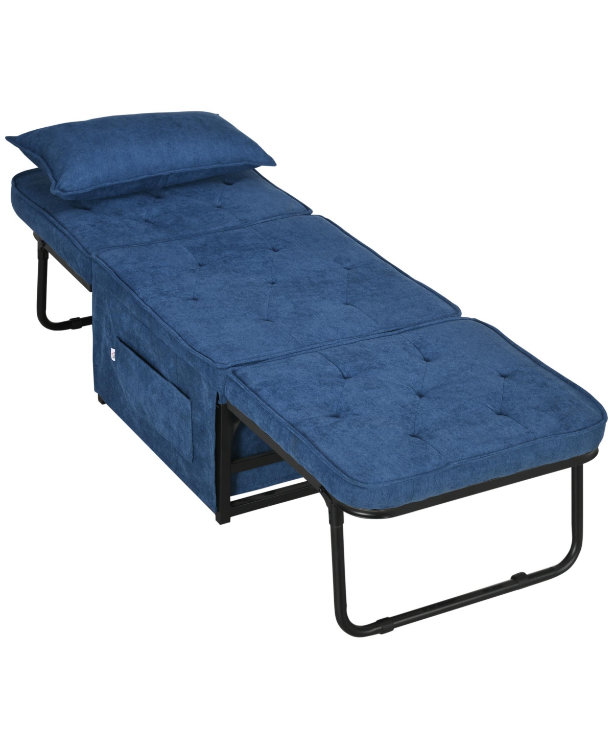 Homcom Ottoman Sofa Bed Button Tufted Folding Sleeper Chair Bed with Side Pocket Black