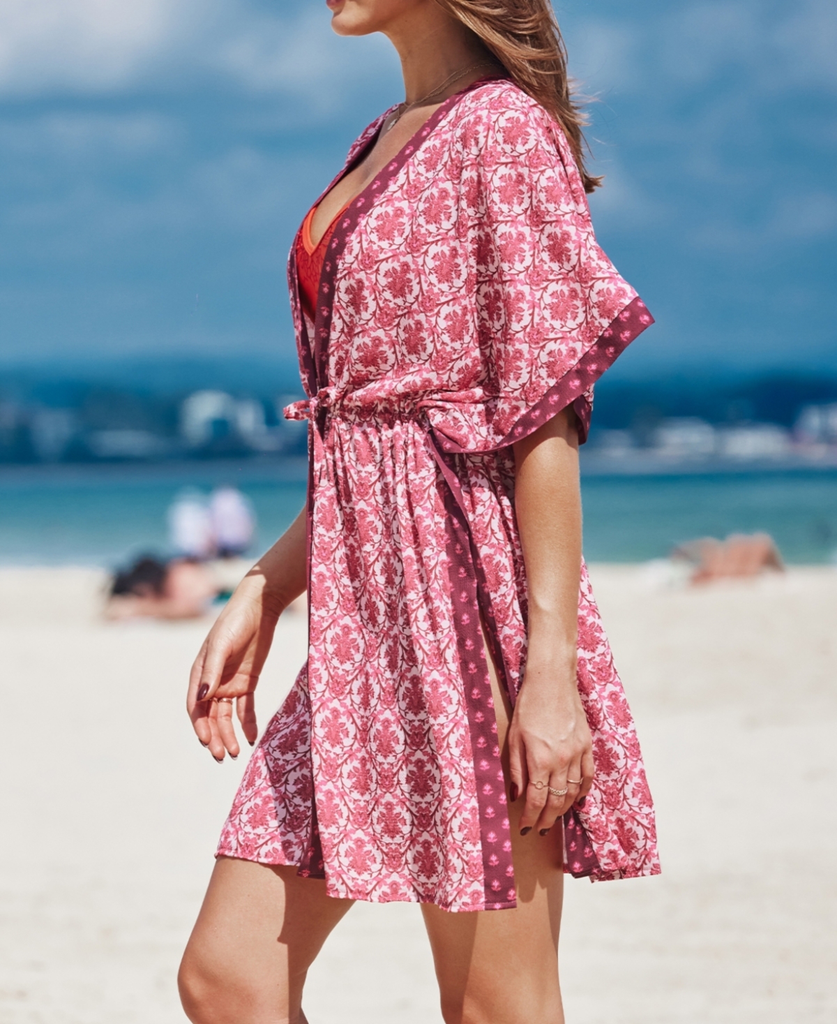 Cupshe Women's Floral Waist Tie Kimono Cover-Up