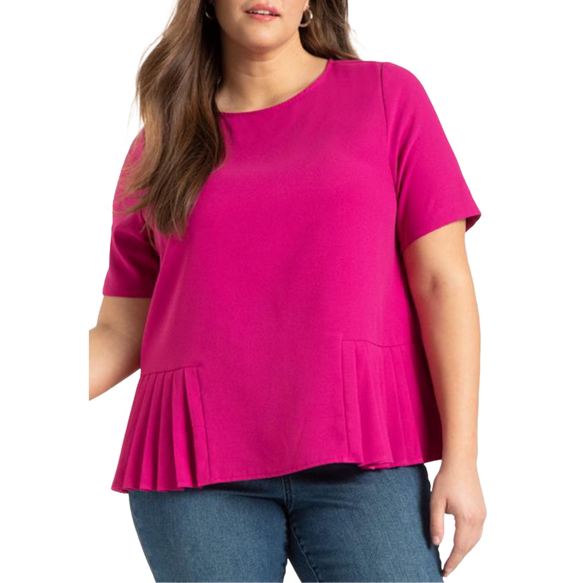 Women's Pleated Hem Top - Blueberry