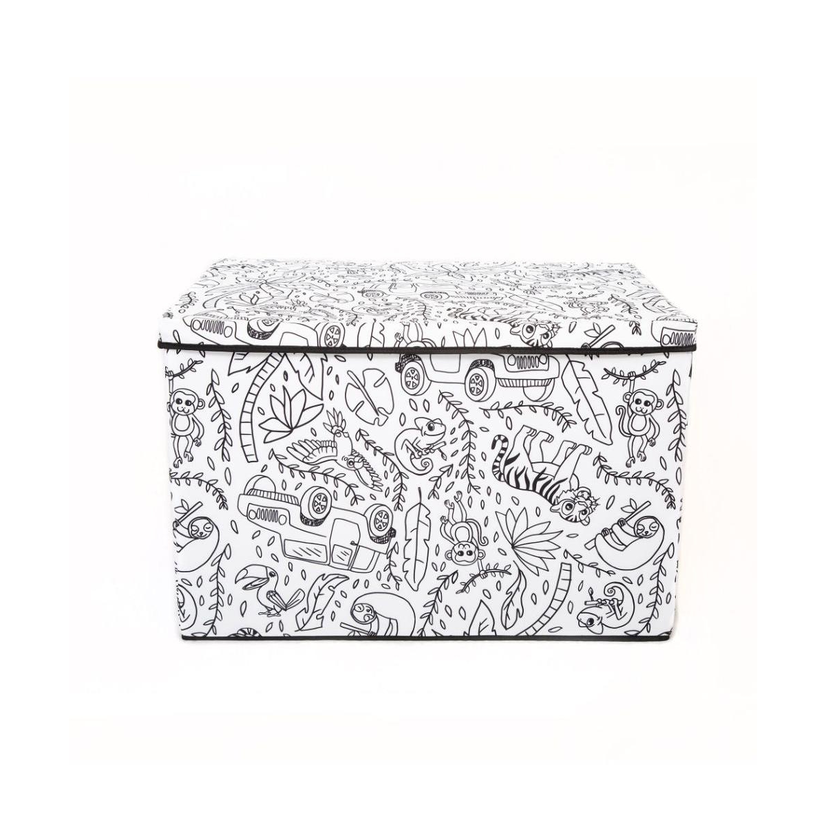 Kid'S Coloring Lidded Medium Trunk W/ Removable Divider And 4 Pack Of Washable Markers, Space Print - Open Miscellaneous