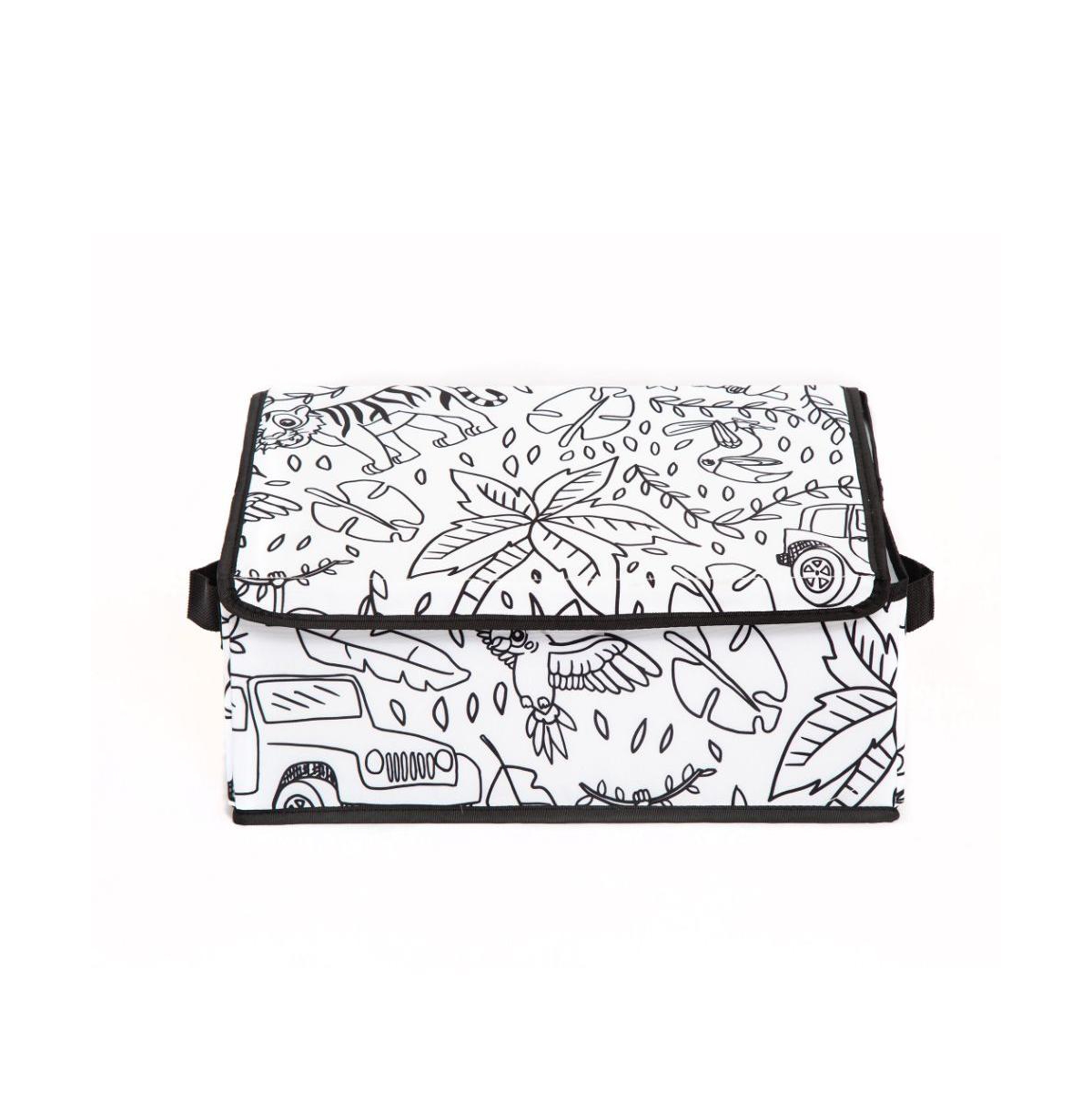 Home Outfitters Kid'S Coloring Lidded Angle Storage Bin W/ 4 Pack Of Washable Markers - Case Pack Of 6, Space Print