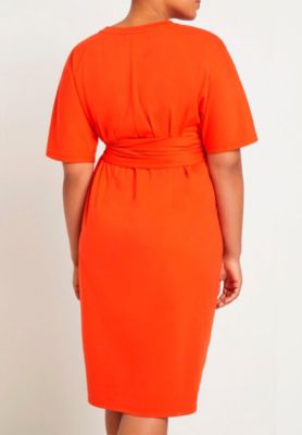 Women's Plus Size Cross Front Flutter Sleeve Dress