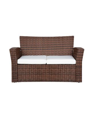 4 Piece Outdoor Wicker Rattan Conversation Sofa set with Coffee table