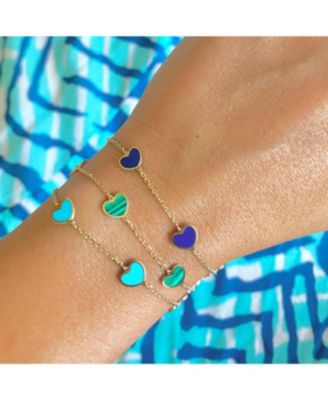 Turquoise Heart Station Bracelet 14K Gold