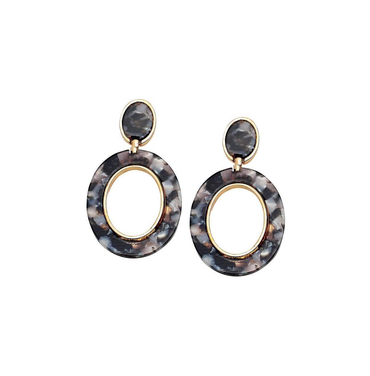 Women's Marble Drop Earrings - Black
