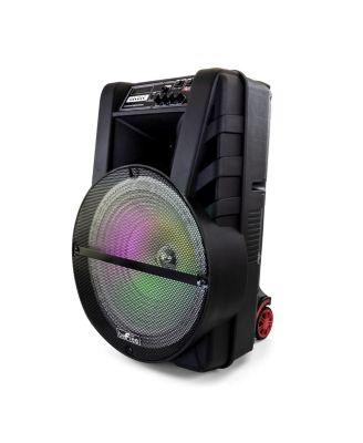 15 Inch Bluetooth Portable Rechargeable Party Speaker with LED Lights and microphone