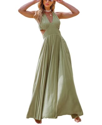 fitted lace wedding dress Best Revenge Halter Cutout Maxi Dress in Black main image 0