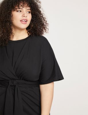 Women's Plus Size Cross Front Flutter Sleeve Dress