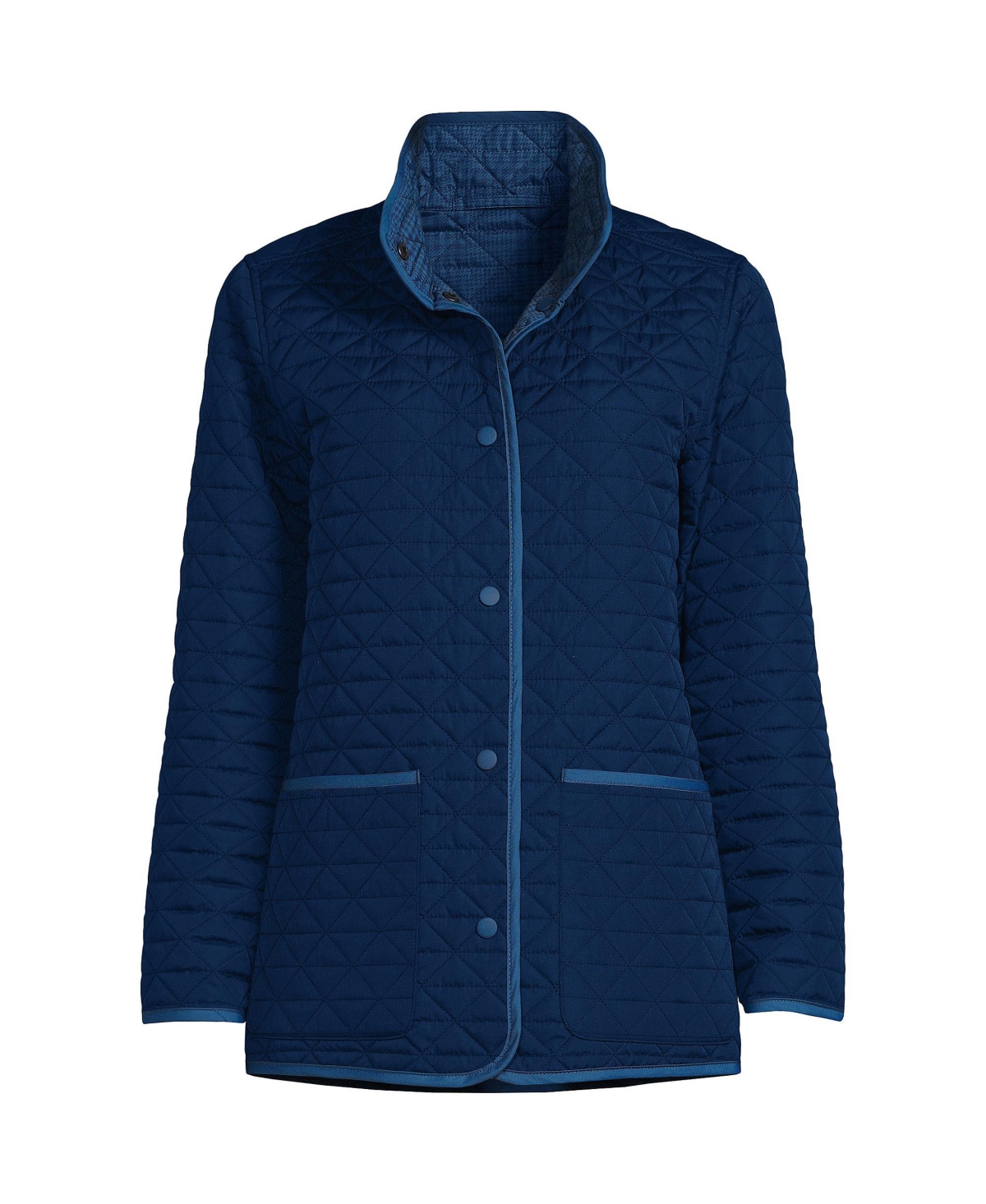Plus Size Insulated Reversible Barn Jacket - Deep sea navy/blue check