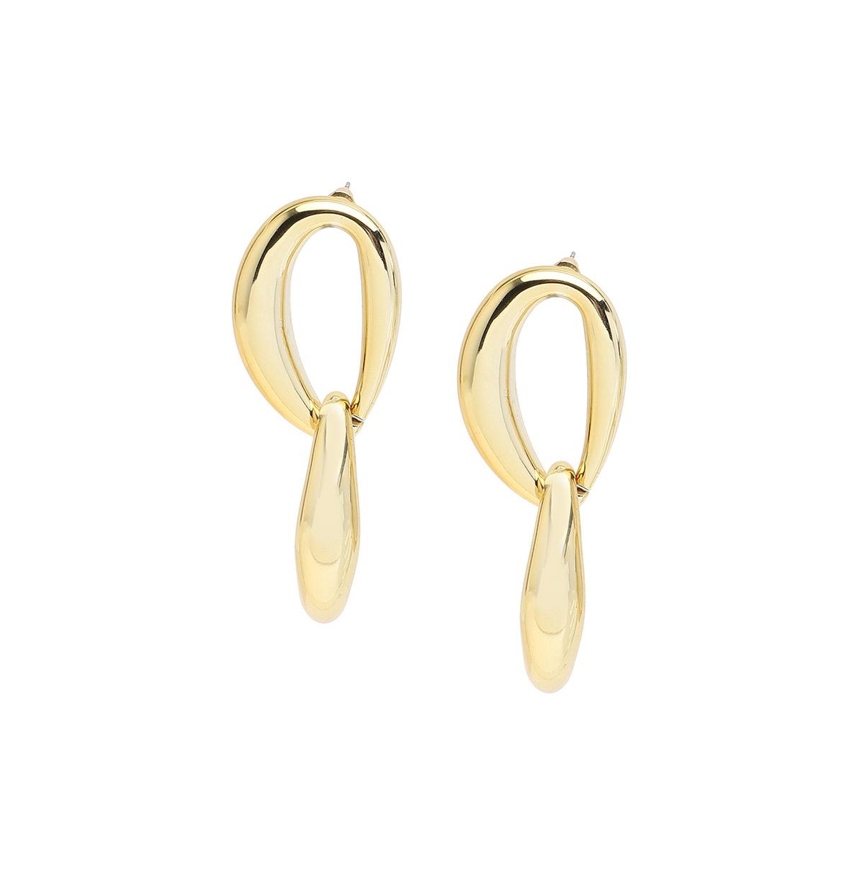 Women's White Link Drop Earrings - Gold