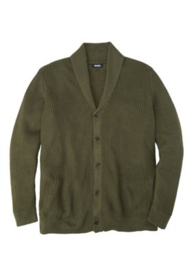 Big & Tall Shaker Knit Shawl-Collar Cardigan Sweater