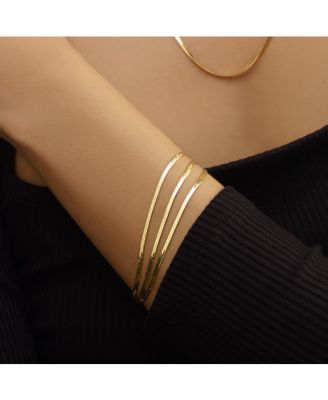 Triple Strand Herringbone Bracelet 14K Gold