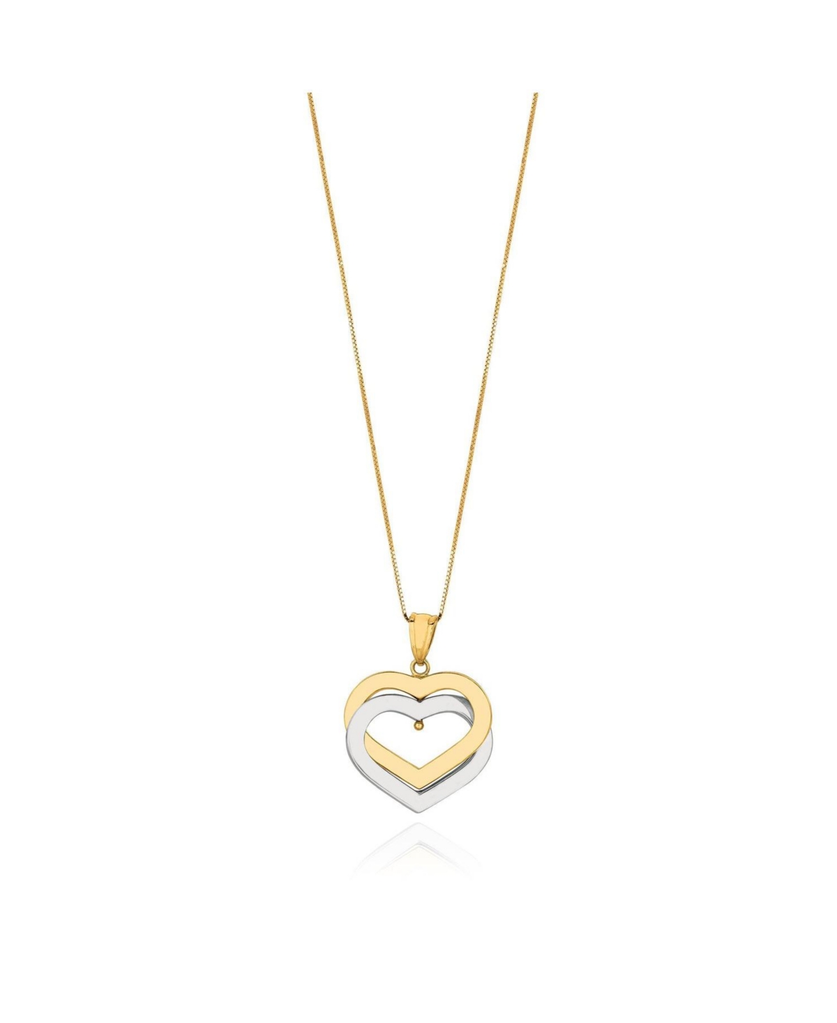 Two Tone Double Golden Heart Necklace - Gold