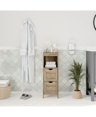 Delilah 2 Drawer Bathroom Storage Cabinet Organizer With Open Display Shelf