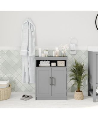 Vigo Bathroom Storage Cabinet With Adjustable Cabinet Shelf, Upper Open Shelf, And Magnetic Closure Doors
