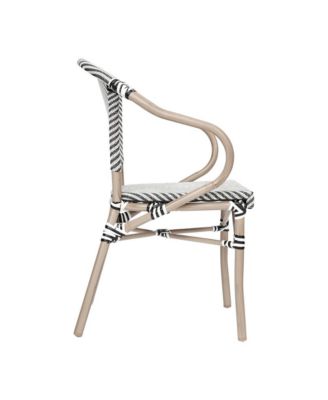 Mael Set Of Two Stacking Thonet Bistro Style Chair With Arms, Textilene Seat, And Bamboo Finished Metal Frame For Indoor/Outdoor Use