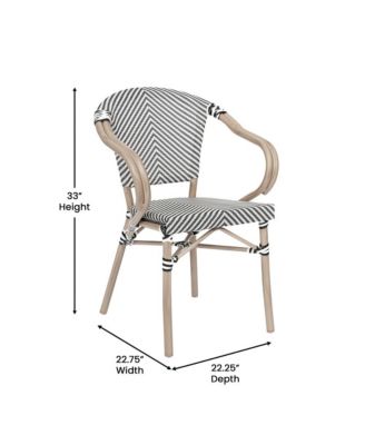Mael Set Of Two Stacking Thonet Bistro Style Chair With Arms, Textilene Seat, And Bamboo Finished Metal Frame For Indoor/Outdoor Use