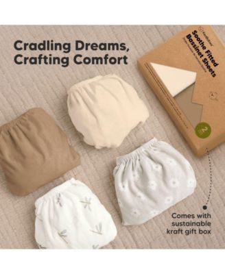 Bassinet Sheet for Baby Girls, Boys, 2-Pack Soothe Bassinet Fitted Sheets, Bedside Bassinet Mattress Sheet