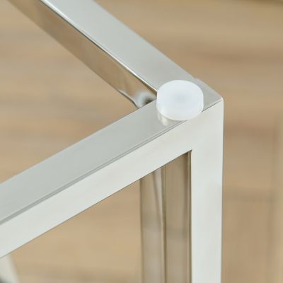 Rectangular Glass Coffee Table with Stainless Steel Frame