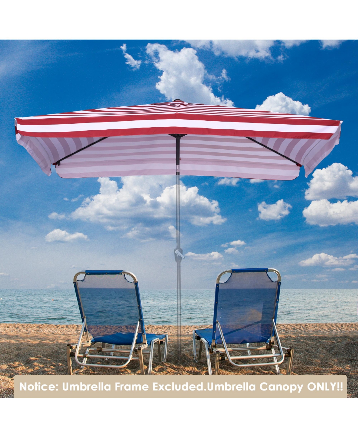 10x6.5 Ft Patio Umbrella Replacement Canopy Market Table Top Sunshade Cover