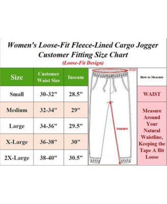 Women's Heavyweight Loose Fit Fleece-Lined Cargo Jogger Pants-4PK
