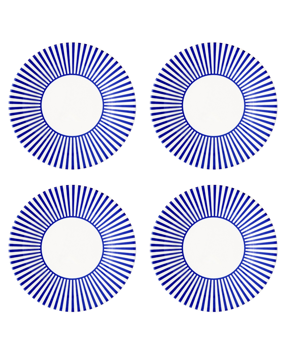 Blue Italian Steccato Narrow Stripe Side Plates, Set of 4 - Blue