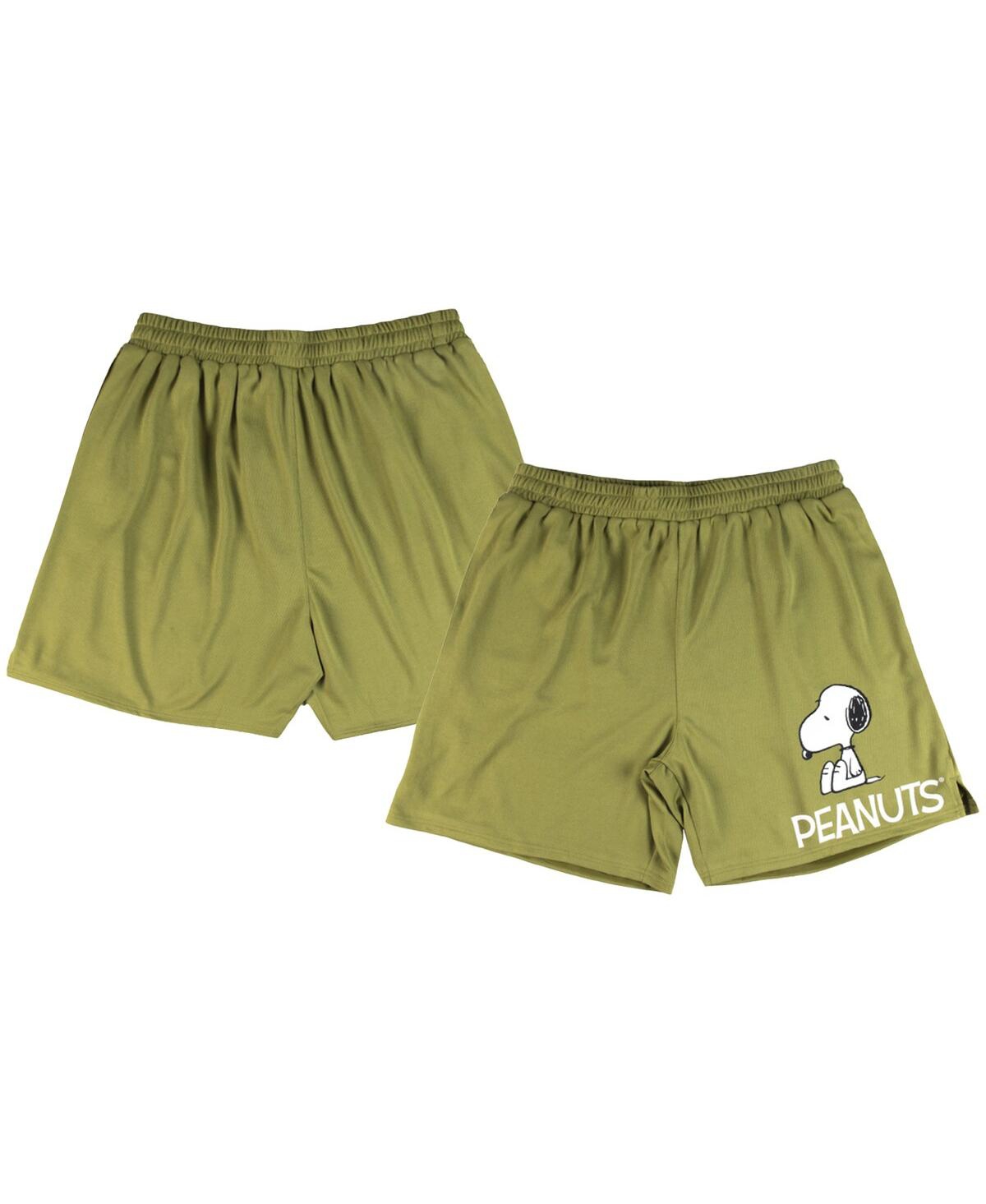 Men's Olive Peanuts Snoopy Mesh Shorts - Olive