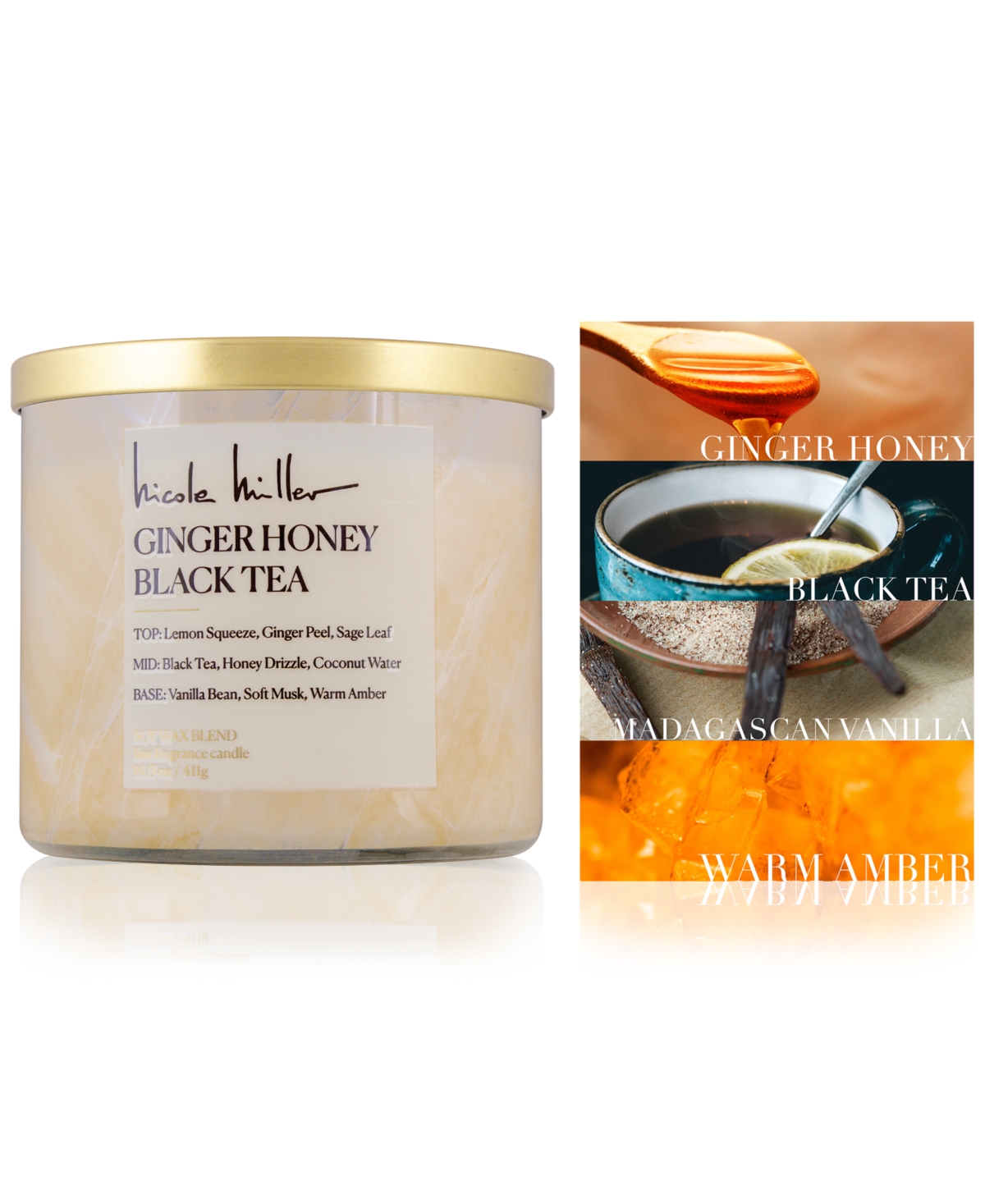 Shop Nicole Miller Ginger Honey & Black Tea Candle, 14.5 Oz. In No Color