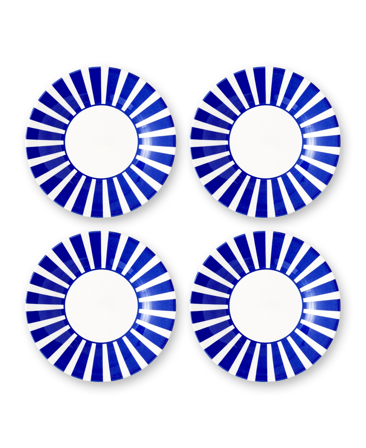 Blue Italian Steccato Bold Stripe Side Plates, Set of 4 - Blue