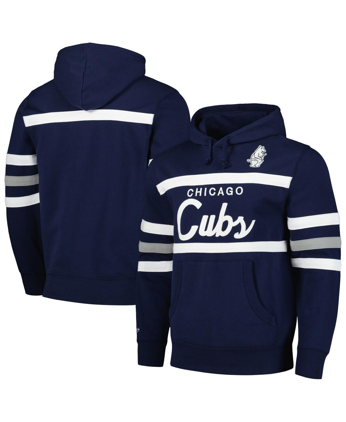 Mitchell & Ness Men's Navy Chicago Cubs Head Coach Pullover Hoodie In Blue
