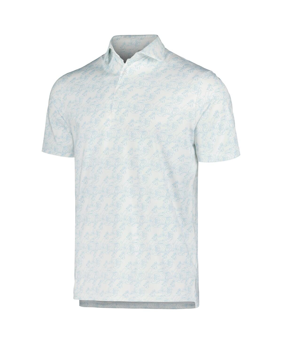 Full Turn Men'sKentucky Derby Hand Drawn Horse EcoTec Tri-Blend Polo - White