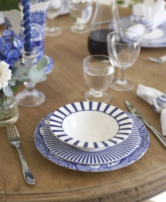 Blue Italian Steccato Cereal Bowls, Set of 4