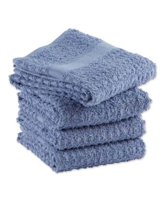 Basic Terry Collection Waffle Dishtowel Set, 15x26", Solid Stonewash Blue, 4 Piece