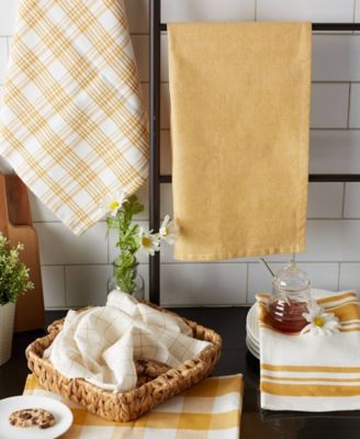 Everyday Basic Kitchen Collection Large Woven Cotton Dishtowel/Tea Towel Set, 18x28", Honey Gold, 5 Count