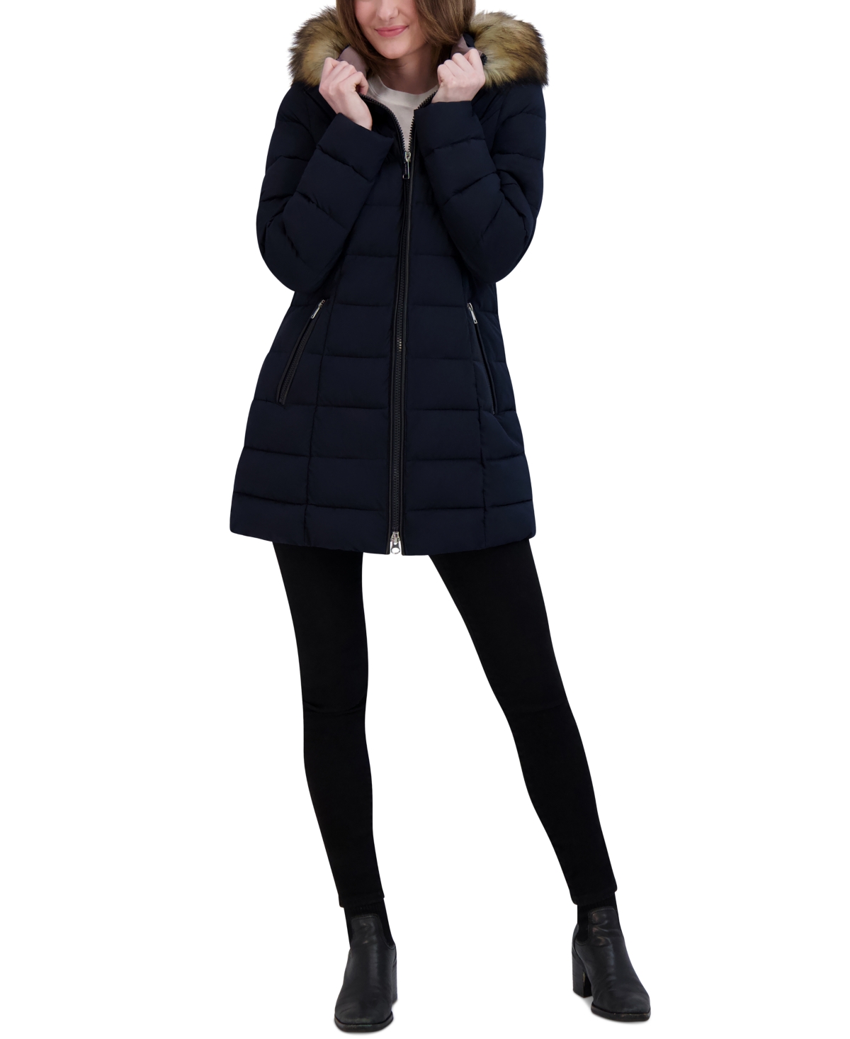 Laundry By Shelli Segal Women's Faux-Fur-Trim Hooded Puffer Coat