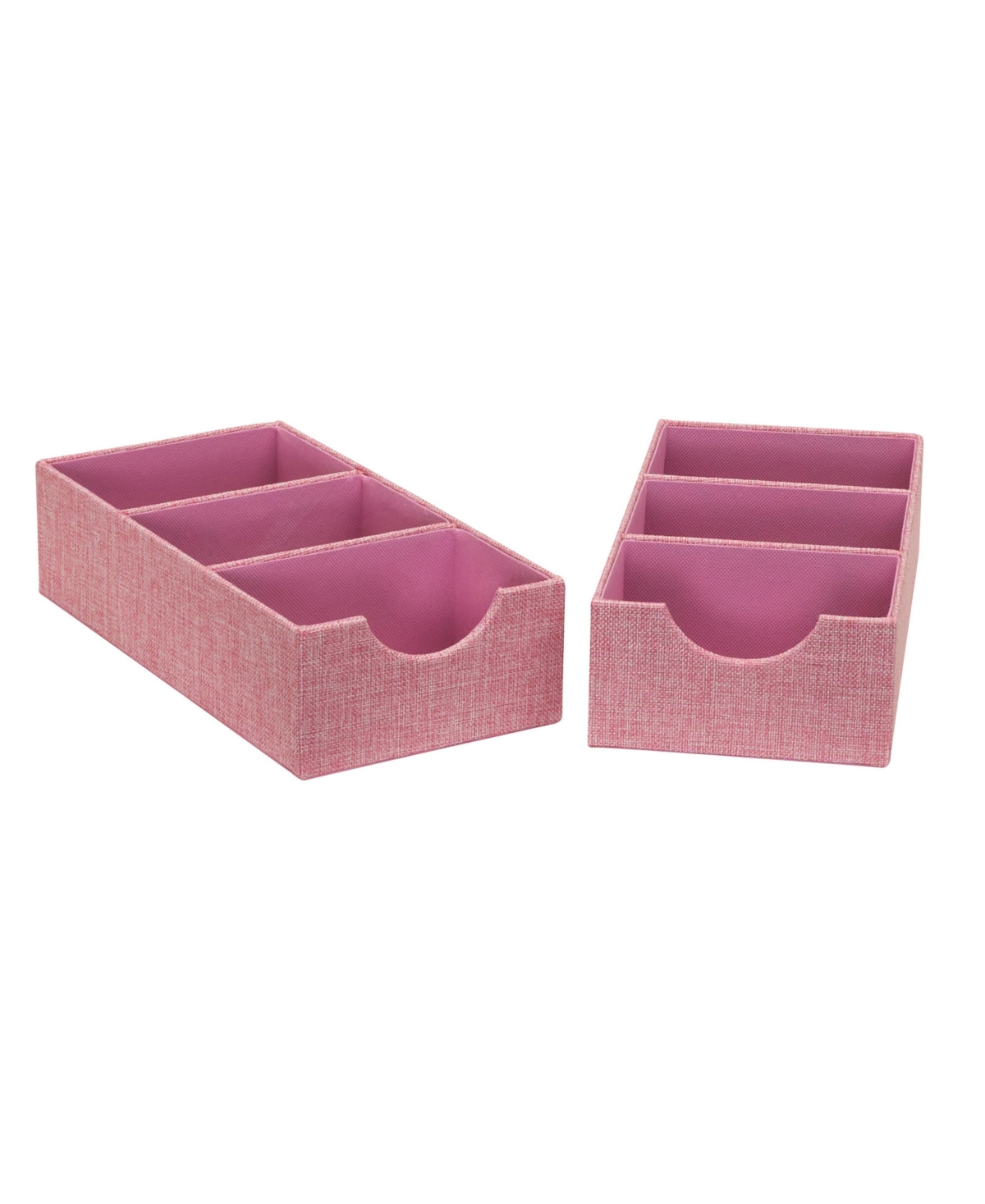 3-Compartment Drawer Organizers Pack of 2 - Pink