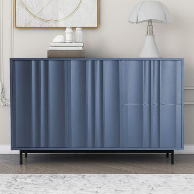 Wave Pattern Storage Cabinet, 2 Doors, 2 Drawers