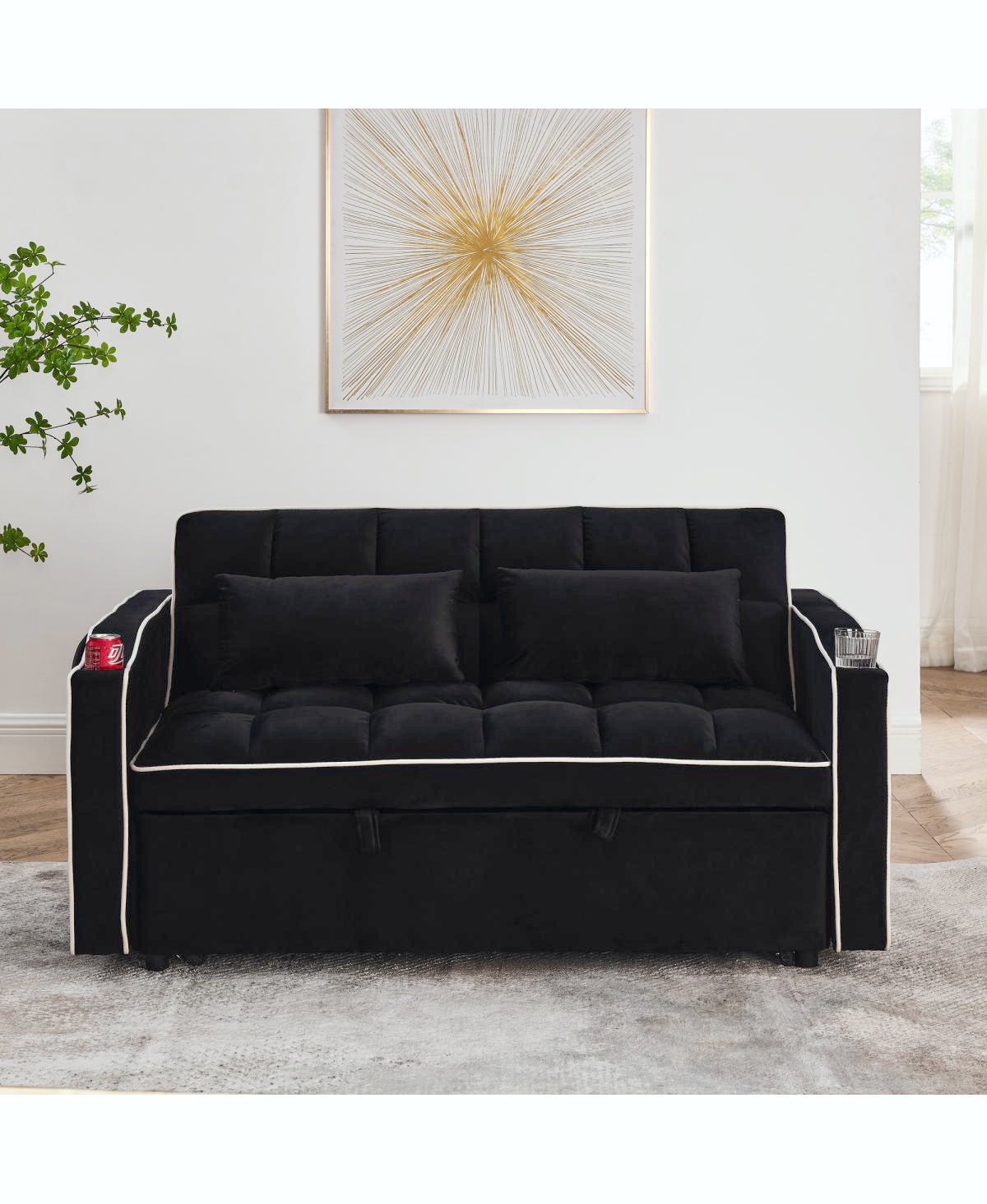 Streamdale Furniture 55.51 Inch Versatile Foldable Sofa Bed In 3 Lengths, Modern Sofa Sofa Sofa