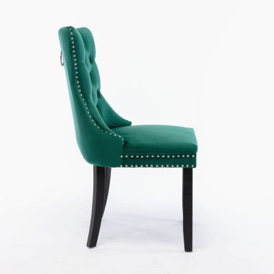 Contemporary Green Velvet Dining Chair Set