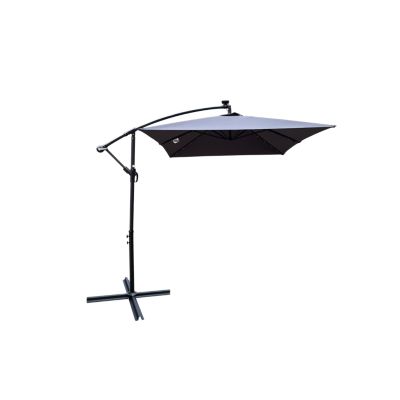 Streamdale Solar Powered LED Patio Umbrella, 8 Ribs, Crank and Cross Base