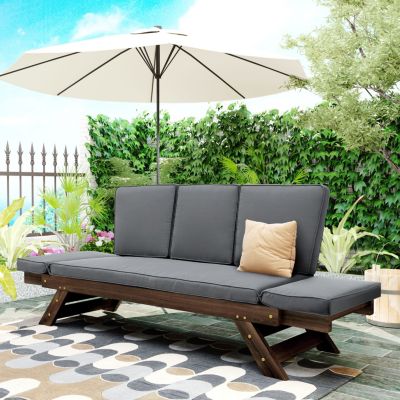 Streamdale Adjustable Patio Daybed Sofa with Gray Cushions