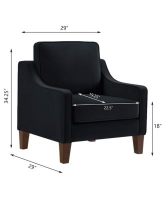 Simplie Fun Black Velvet Accent Chair with Wooden Legs