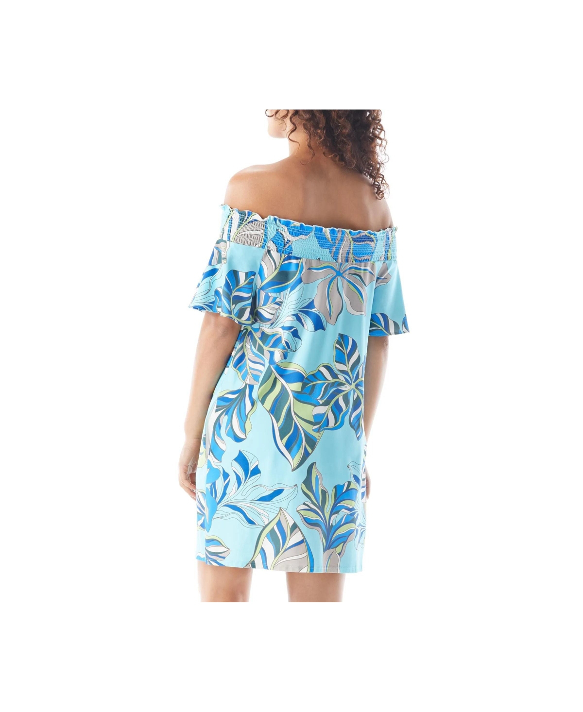 Beach House Style Women's Megan Off the Shoulder Dress - 444 copa aqua multi