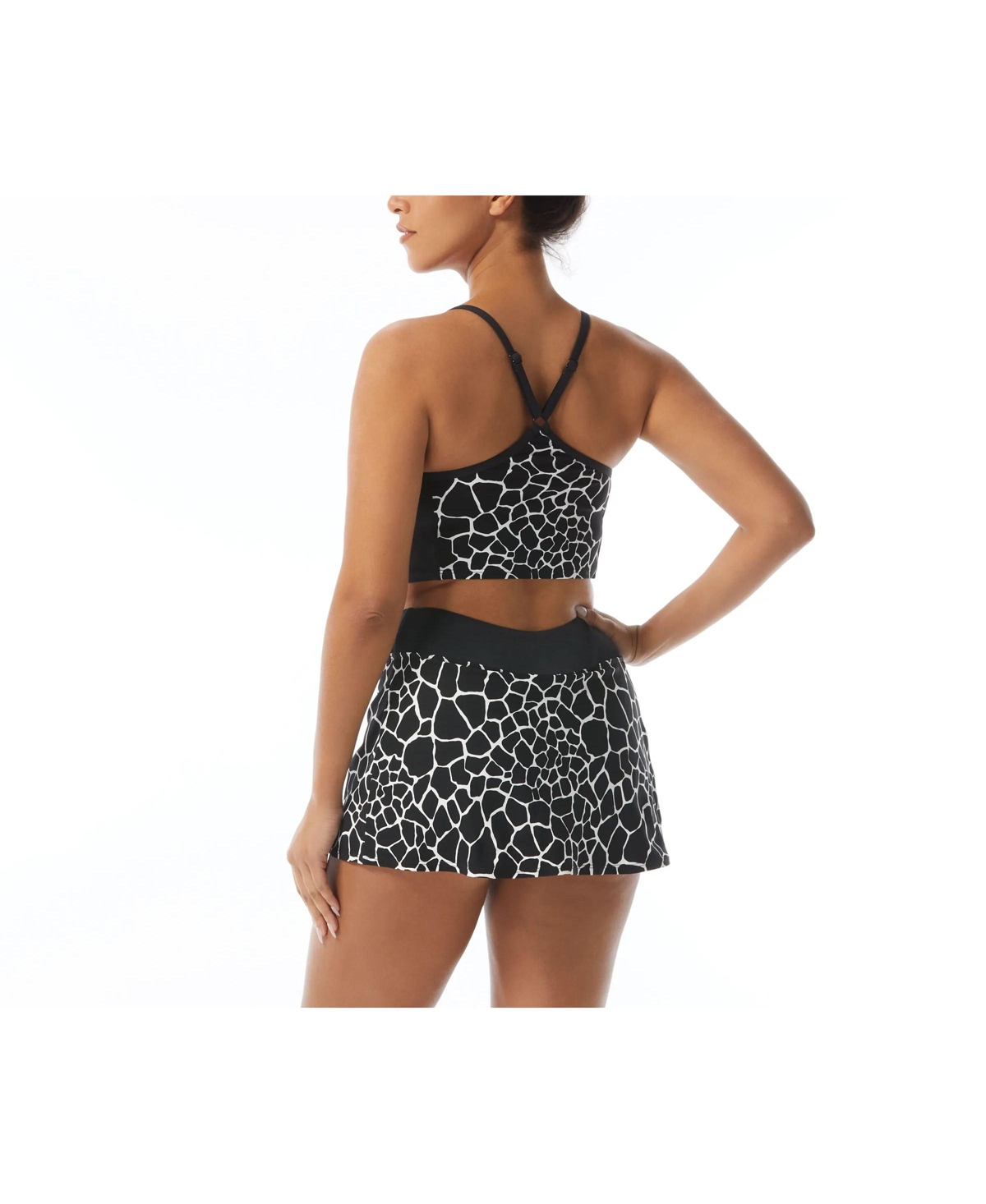 Beach House Sport Women's Plateau Racerback Crop Top With Giraffe Print - 001 black