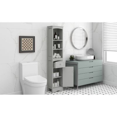 Freestanding Bathroom Cabinet with Drawer and Adjustable Shelf