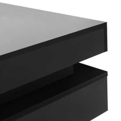 High Gloss Coffee Table with 4 Drawers, Multi Storage, Wood Grain Legs