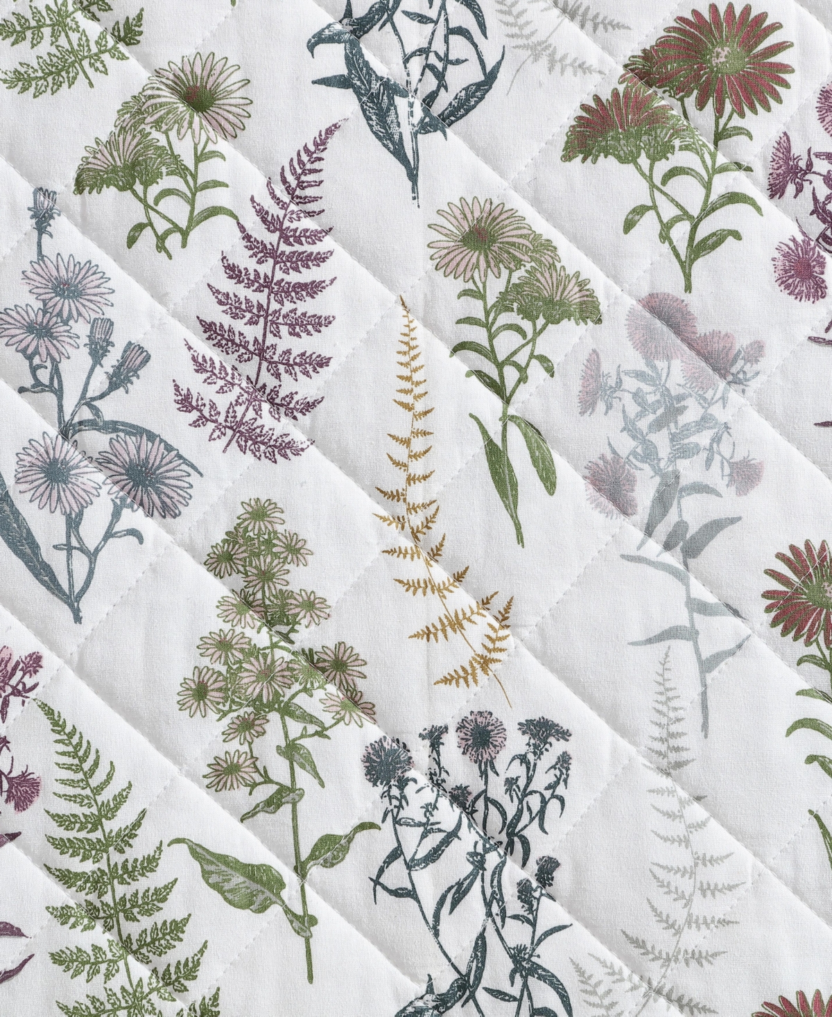 Eddie Bauer Flower Field Reversible 3 Piece Quilt Set, Full/queen In White,grey,green
