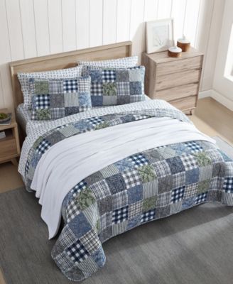 Cozy Plaid Patchwork Reversible 3 Piece Quilt Set, King
