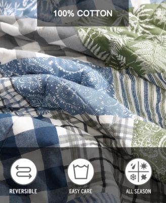 Cozy Plaid Patchwork Reversible 3 Piece Quilt Set, King