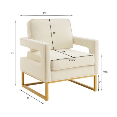 Streamdale Gold Metal Base Velvet Upholstered Accent Chair